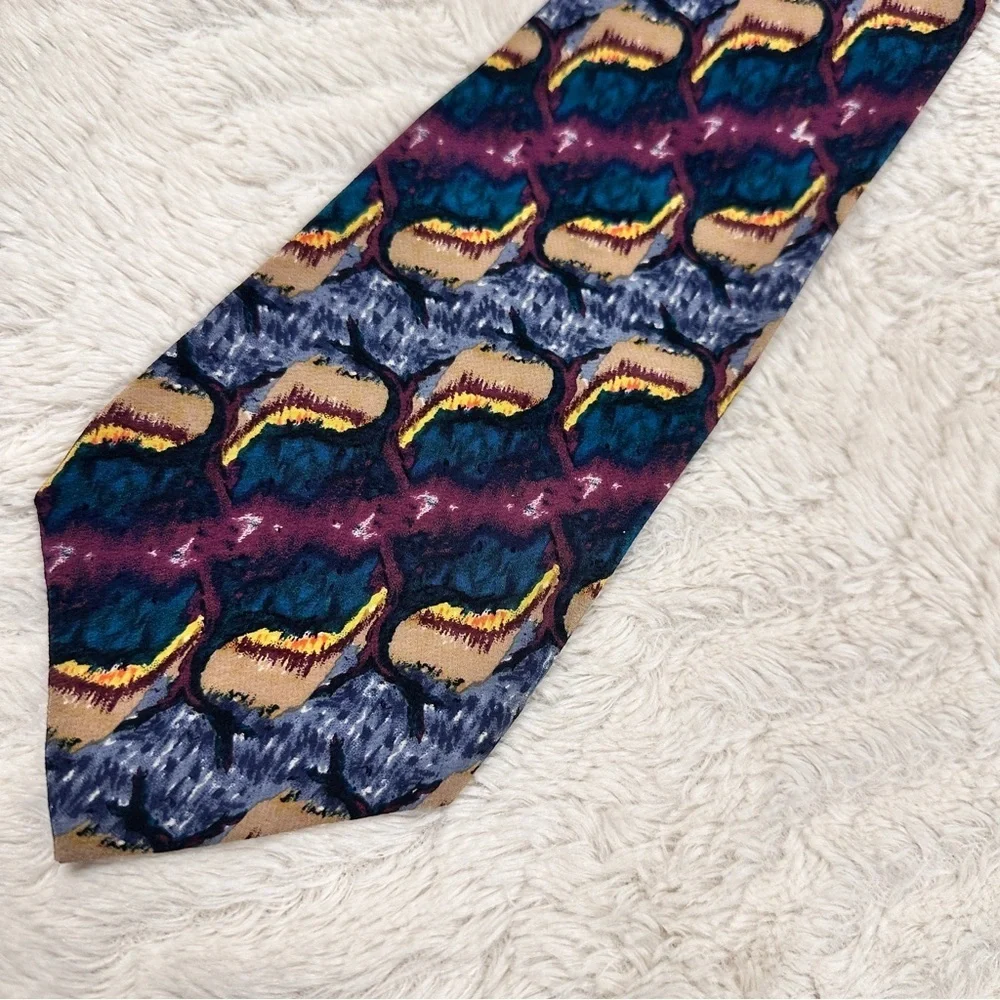 J. Garcia  100% Silk Tie with Blue and Purple Hues, EUC!  Like New